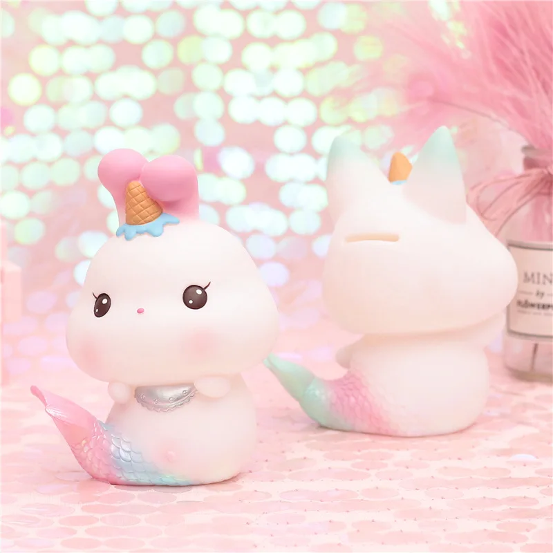 Копилка в виде русалки с градиентом милая животного для рабочего стола спальни