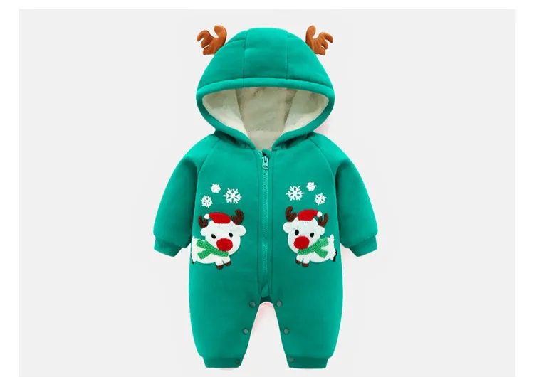 Новая детская одежда осень-зима, для детей от 0 до 1 года, толстые, теплые, рождественские, новые, красные, Детские вечерние комбинезоны, комбинезон