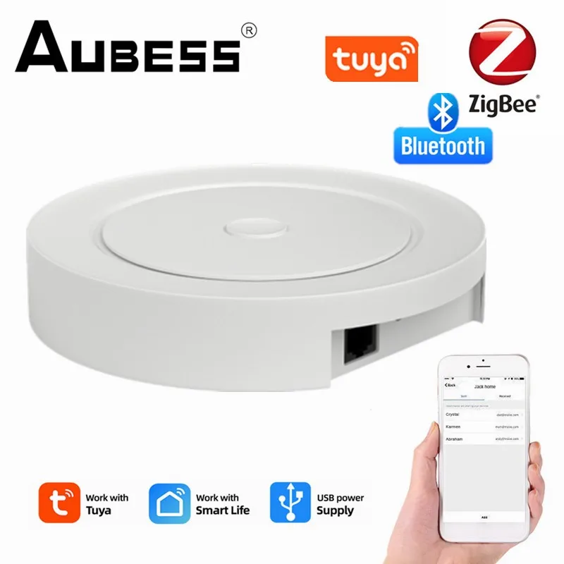 

Сетевой умный шлюз Aubess Zigbee, многорежимный проводной хаб с поддержкой Wi-Fi и Bluetooth, работает с приложением Tuya, с голосовым управлением через ...