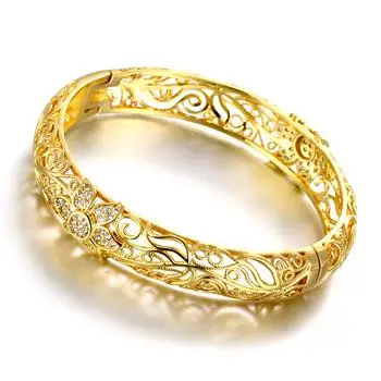 

Foreign Trade Hot Sales Noble Fashion K Gold Zircon Carved Patterned Women's Gold Bracelet Z025-A Jewelry Bangles for Women