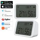 Датчик температуры и влажности Zigbee 3,0 Tuya, детектор интенсивности света, гигрометр, термометр для умного дома, работает с приложением SmartLife