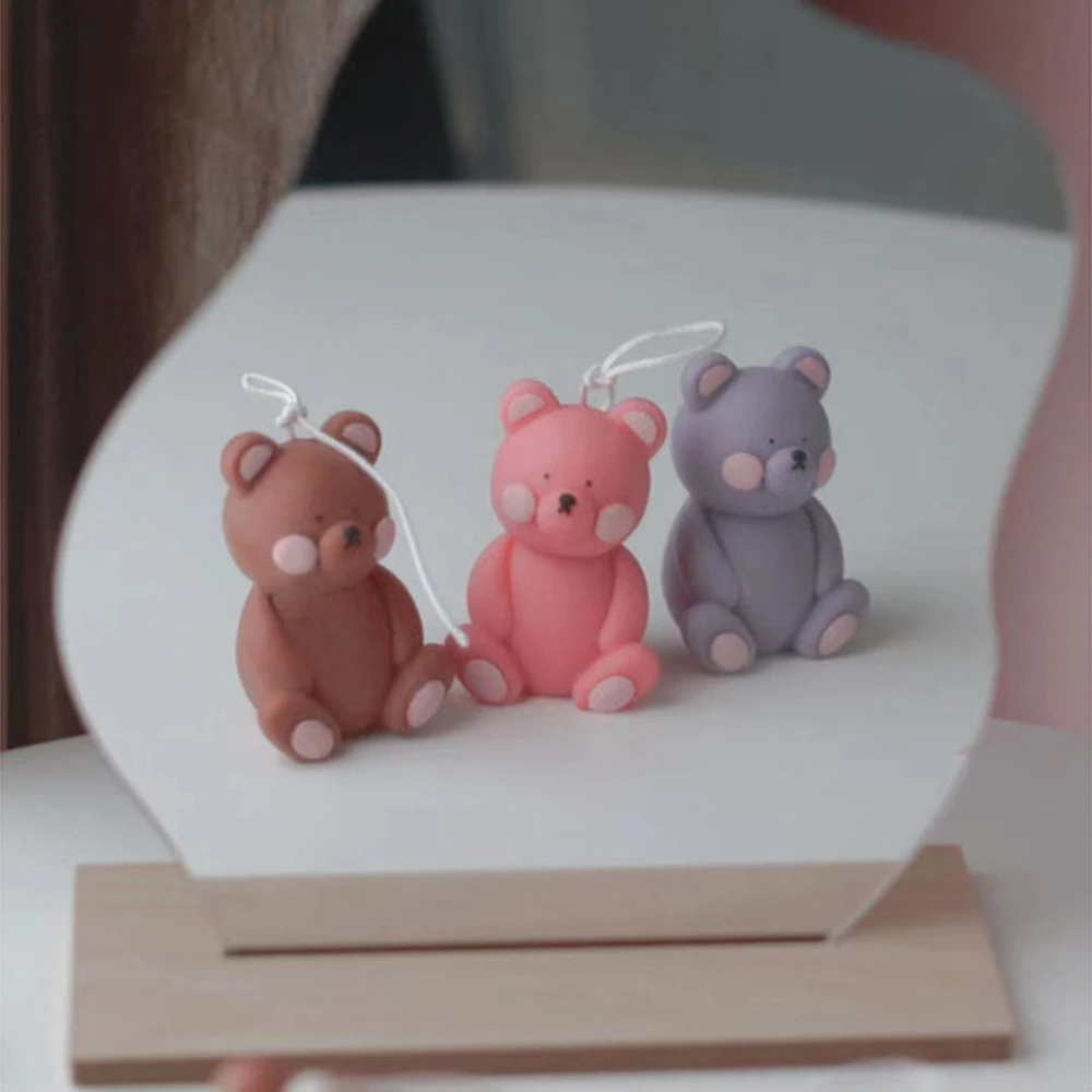 Cute Bear Cat Rabbit Scented Candle Silicone Mold DIY Fondant Cake Handmade Soap Plaster Epoxy Resin Aroma Mould | Дом и сад