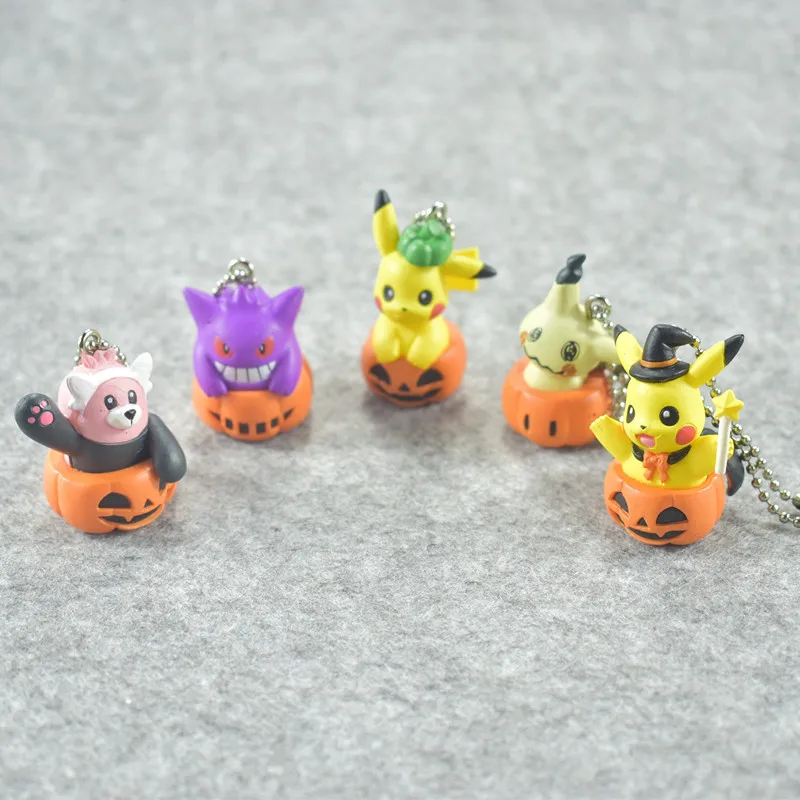 5 шт./лот Мультфильм Хэллоуин серии Pika Gengar Mimikyu Bewear фигурку куклы Игрушка Аниме