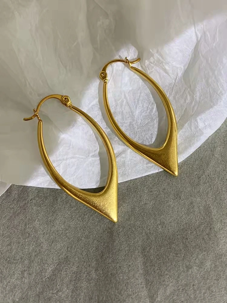 

2021 новые минималистичные винтажные матовые золотистые металлические геометрические овальные большие серьги-кольца для женщин и девочек ю...
