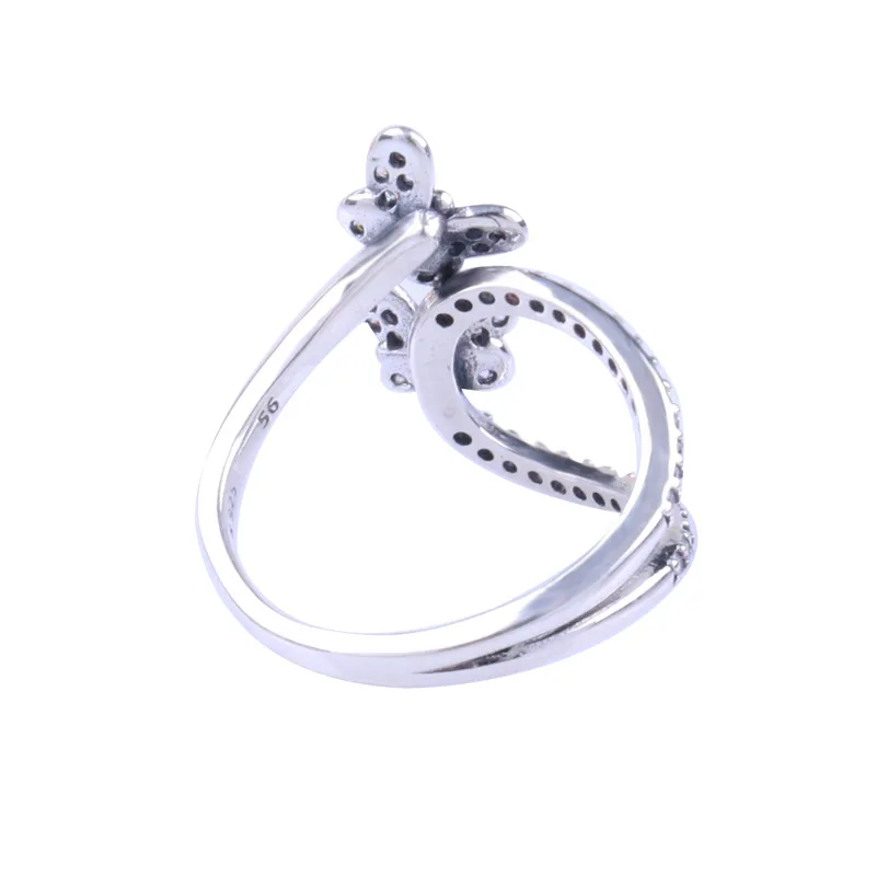 

100% 925 Sterling Silver Pan Ring Creative Classic Enchanting Butterfly Ring For Women Wedding Party Gift Fashion Jewelry