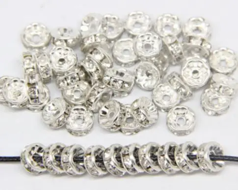 6mm 8mm 10mm 12mm 200pcs/lot white Clear Czech glass Spacer Beads round Metal silver Plated Rhinestone DIY making x5332 crystal |