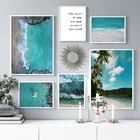 Картина на холсте с изображением пальмы, пляжа, моря, гор, скандинавские плакаты и принты, пейзаж, настенные картины для украшения гостиной