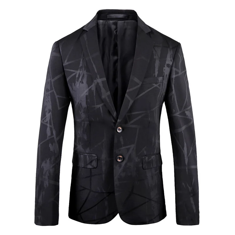 

Luogen Blazer Homme Men Paisley Floral Wedding Suit Jacket Slim Fit Stylish Costumes Stage Wear For Singer Mens Blazers Casual