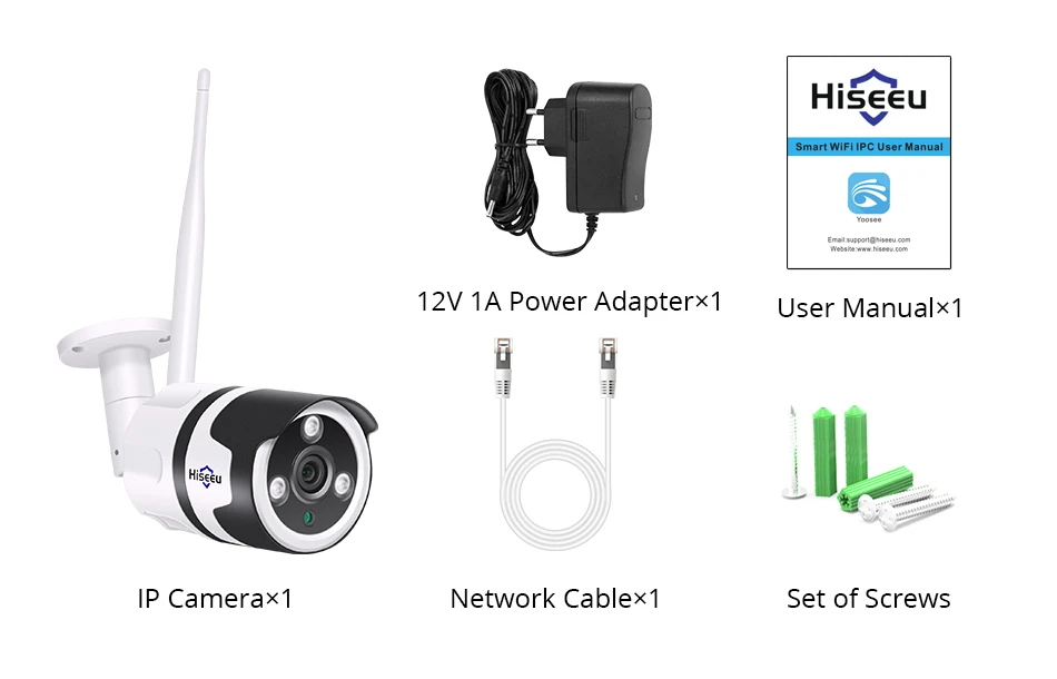 Hiseeu wifi уличная IP камера 1080P 720P Водонепроницаемая 2.0MP беспроводная камера безопасности металлическая двухсторонняя аудио TF карта Запись P2P пуля