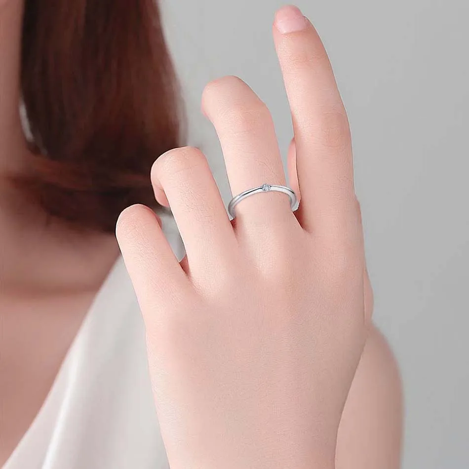 ELESHE Аутентичные кольца из стерлингового серебра 925 пробы круглые циркониевые