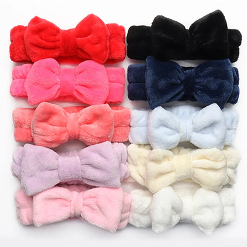 Cat Coral Fleece Head Bands for Women Cute Soft Hair Bows Headband Hairbands Wash Face Make Up Turbans Bandage Girls Accessories images - 4