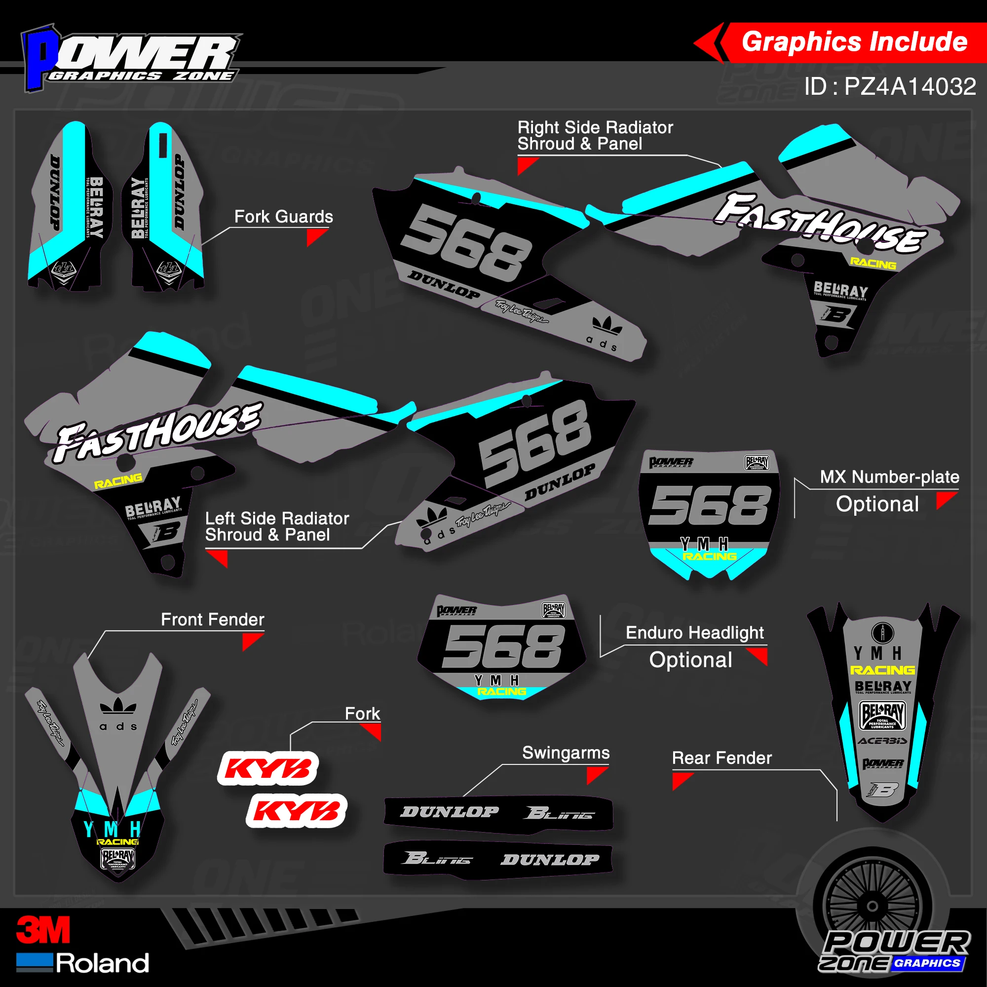 PowerZone пользовательские команды графики фоны наклейки 3 М Набор для YAMAHA 14 18 YZ250F 15