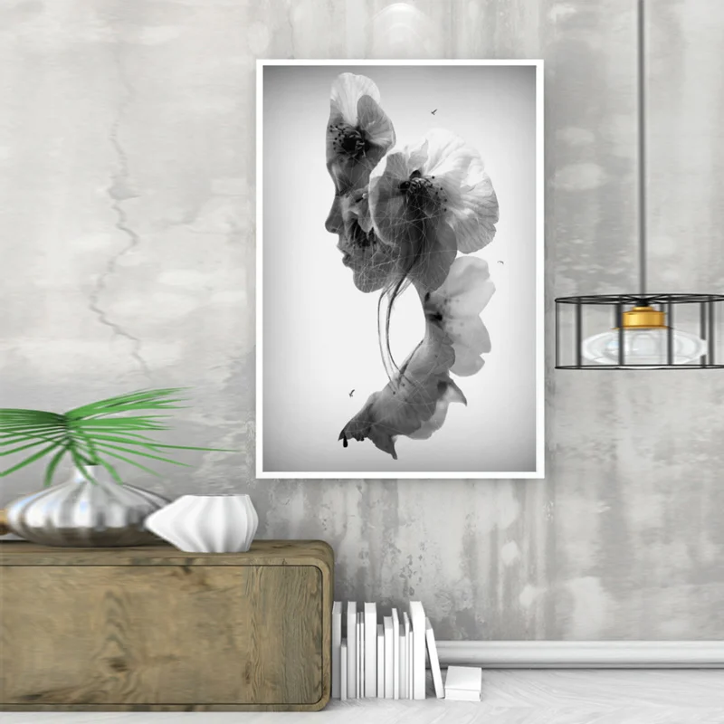 Современная Красота в цветочном принте на холсте без рамки настенная живопись