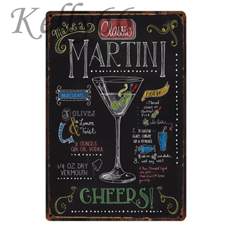 Коктейльное пиво Маргарита Mojito Martini Mimosa [Kelly66] жестяной плакат домашний декор паб