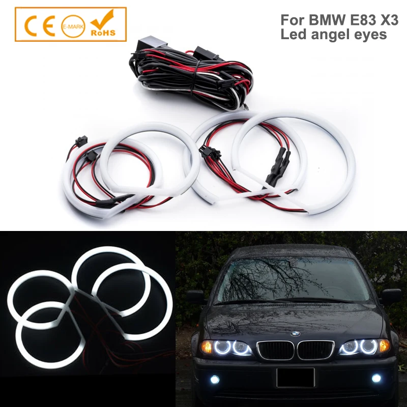 1SET For BMW E46 Compact(2000-2010) E83/X3 SMD LED Angel Eyes Car Auto Halo Rings Cotton Lights Headlights 2x (131mm+106mm)DRL