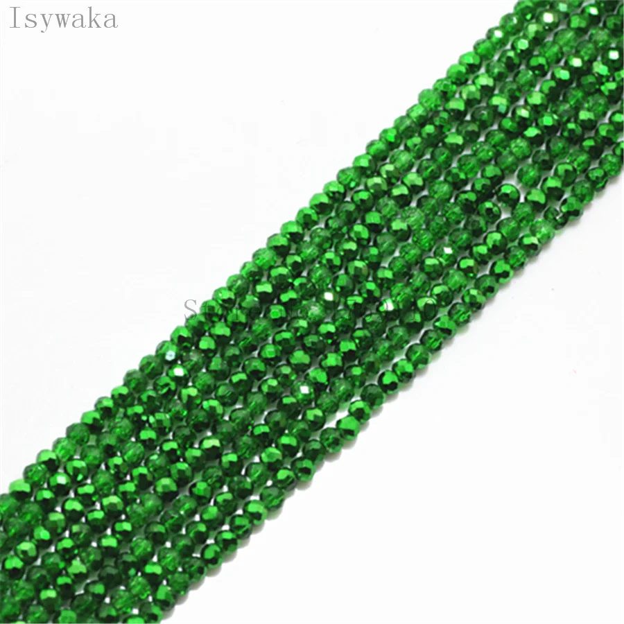

Isywaka Ran Deep Green 1700pcs 2mm Rondelle Austria faceted Crystal Glass Beads Loose Spacer Round Beads for Jewelry Making