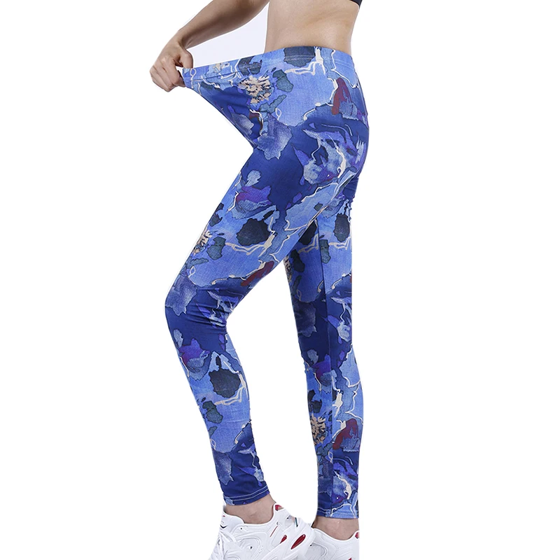 

YSDNCHI Print Leggings Workout Pants Hot Gym Tight New High Waist Slim Women Fitness Trousers Leggin Push Up Elastic