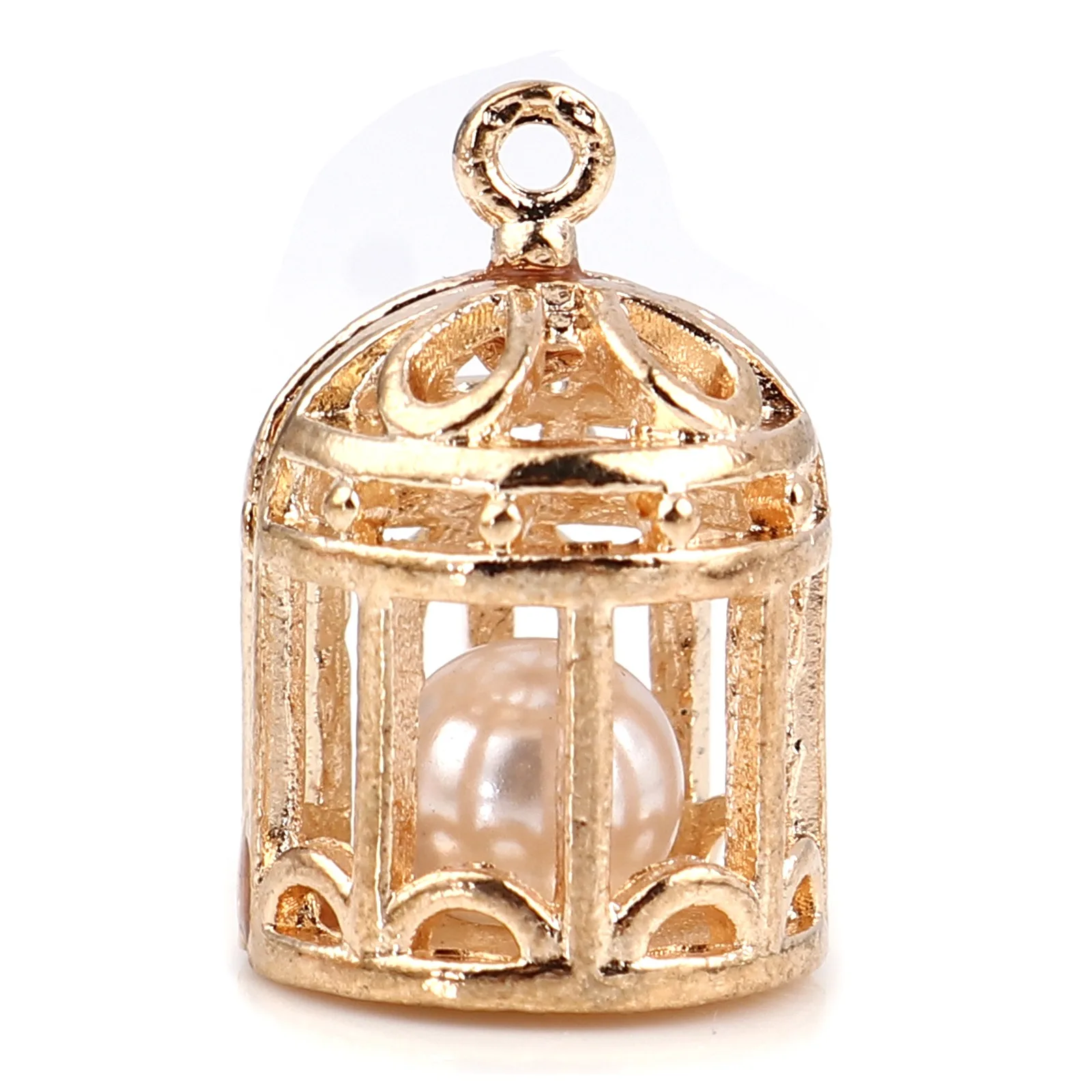 

Doreem Box Creative Metal Charms Birdcage Gold/Antique Silver Color Imitation Pearl Pendans DIY Making Earring Jewelry Gift,5PCs
