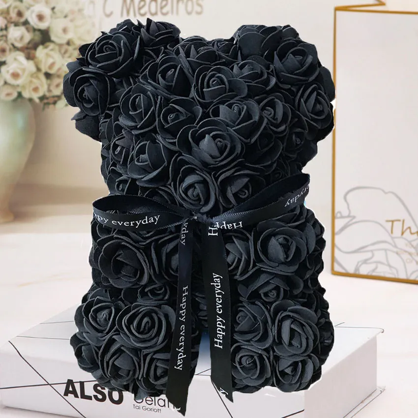 25cm NO box 25 см День Святого Валентина Искусственный Красный мишка Роза цветок подарочная коробка для женщин плюшевый медведь кролик подарок - Цвет: 25cm NO box