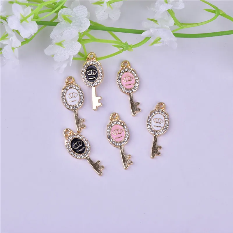 

Fashion DIY Gold Alloy Drop Oil Crown Key Charm Pendant Jewelry Making Earring Necklace Accessories Decor