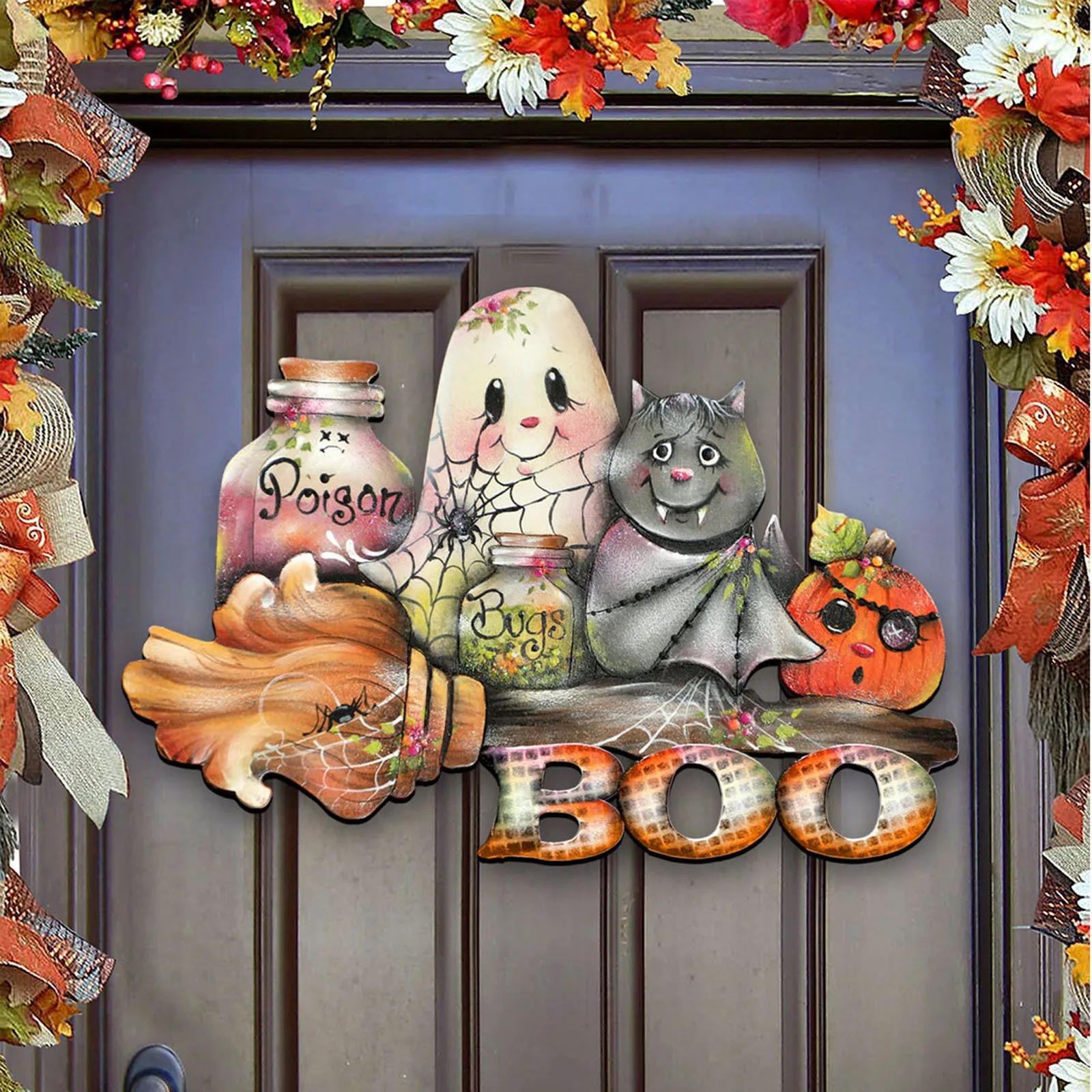 

Halloween Hanging Ornament Creative Pumpkin Ghost Wooden Door Sign for Home Living Room Porch Decoration TS2