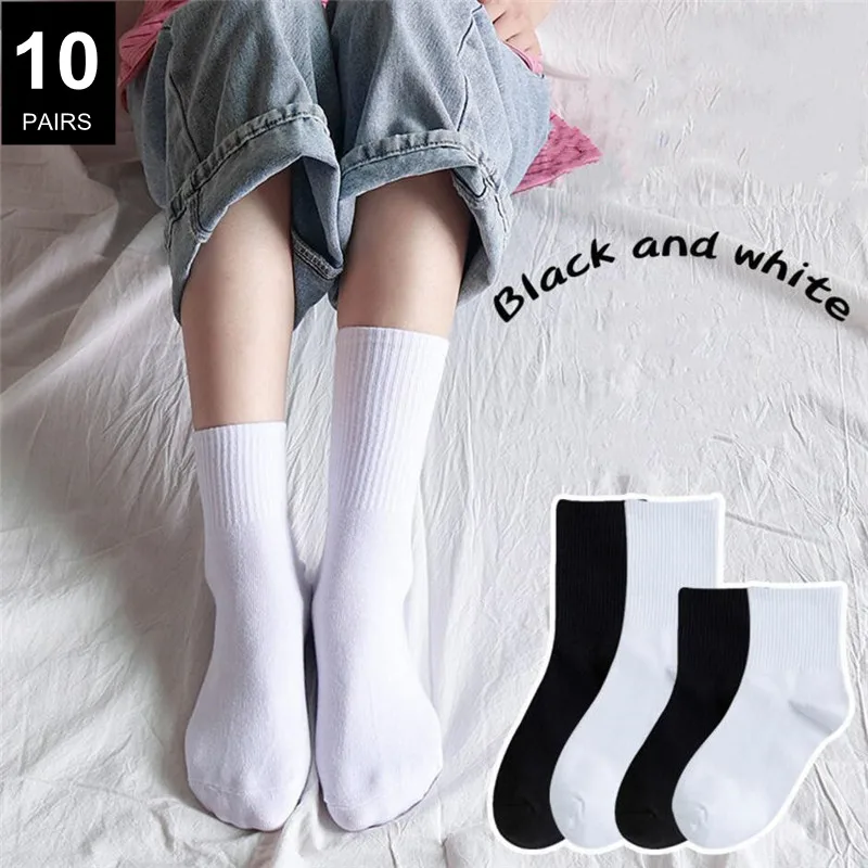 10 цветов классические длинные/короткие носки для девочек старшей школы