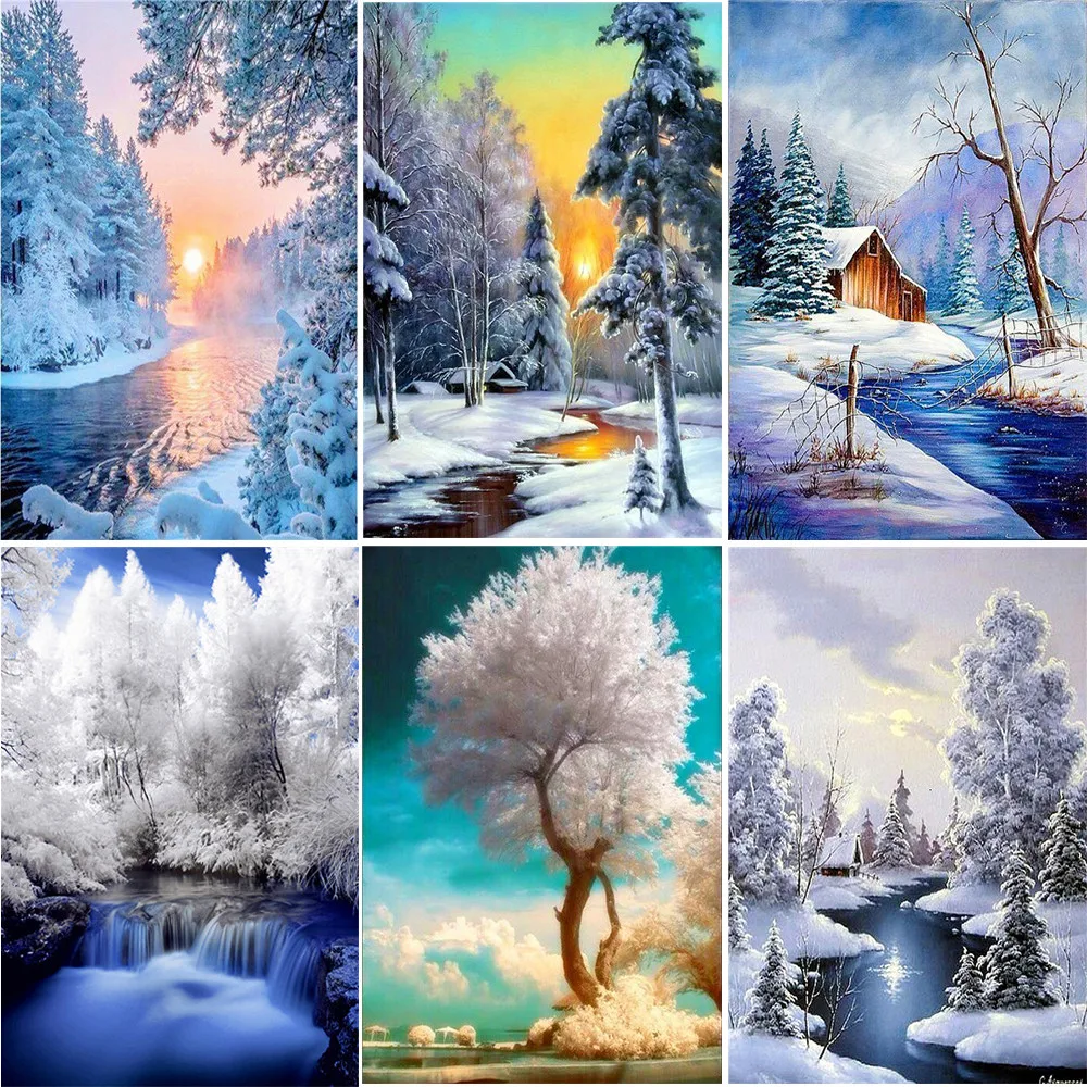 

ZOOYA Full Square Diamond Painting Cross Stitch Landscape 5D DIY Diamond Embroidery Mosaic Rhinestones Kits Winter Needlework