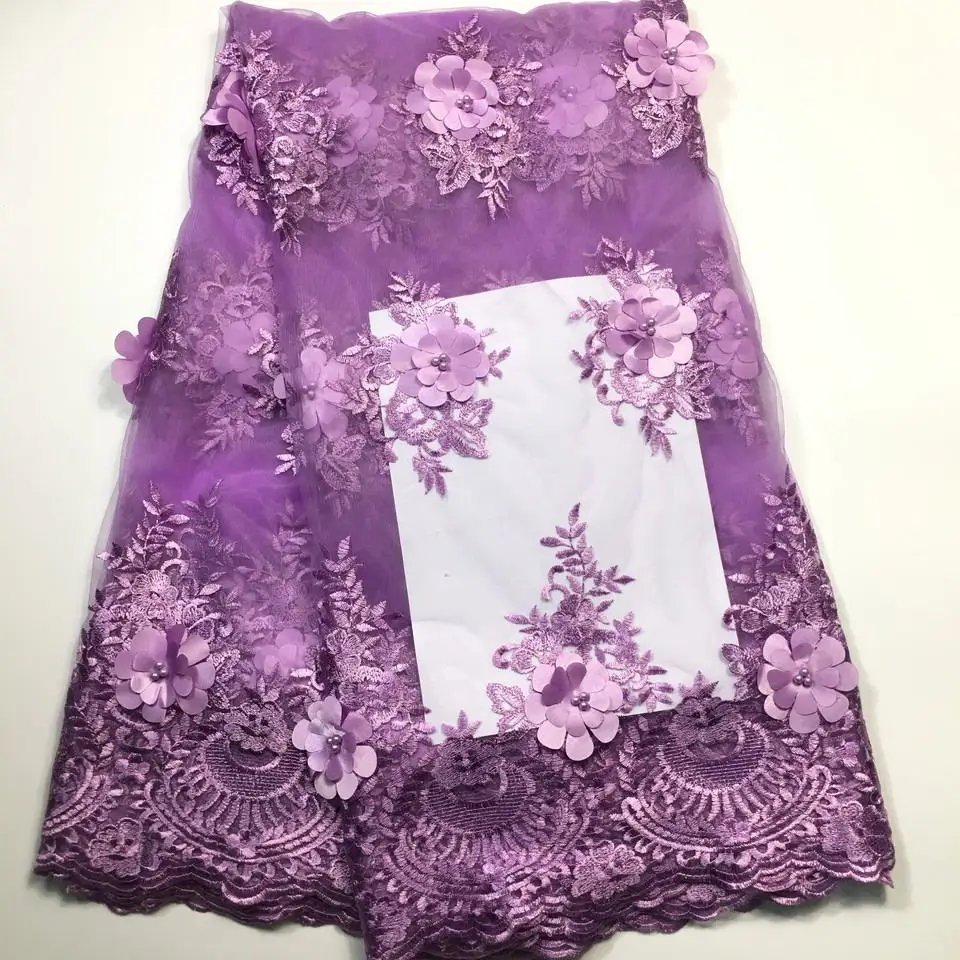 

Purple African Lace Fabric 2019 High Quality Lace With Beaded Bridal French Lace Fabric Nigerian Mesh 3d Lace Fabrics VS-M19301