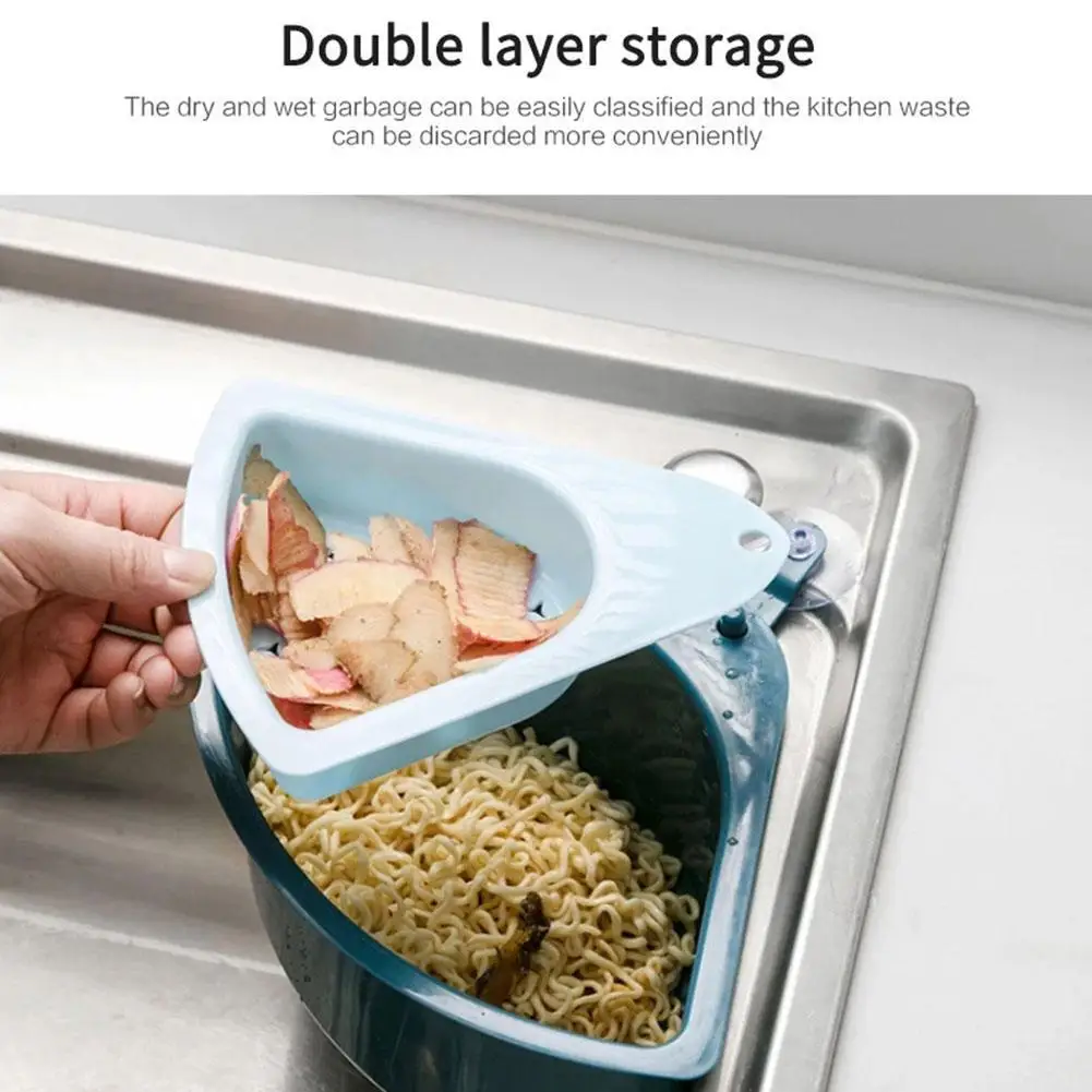 

Triangular Sink Strainer Drain Fruit Vegetable Drainer Kitchen Tool Rack Cup Sink Sponge Bas Suction Shelf Filter Basket St M7A7