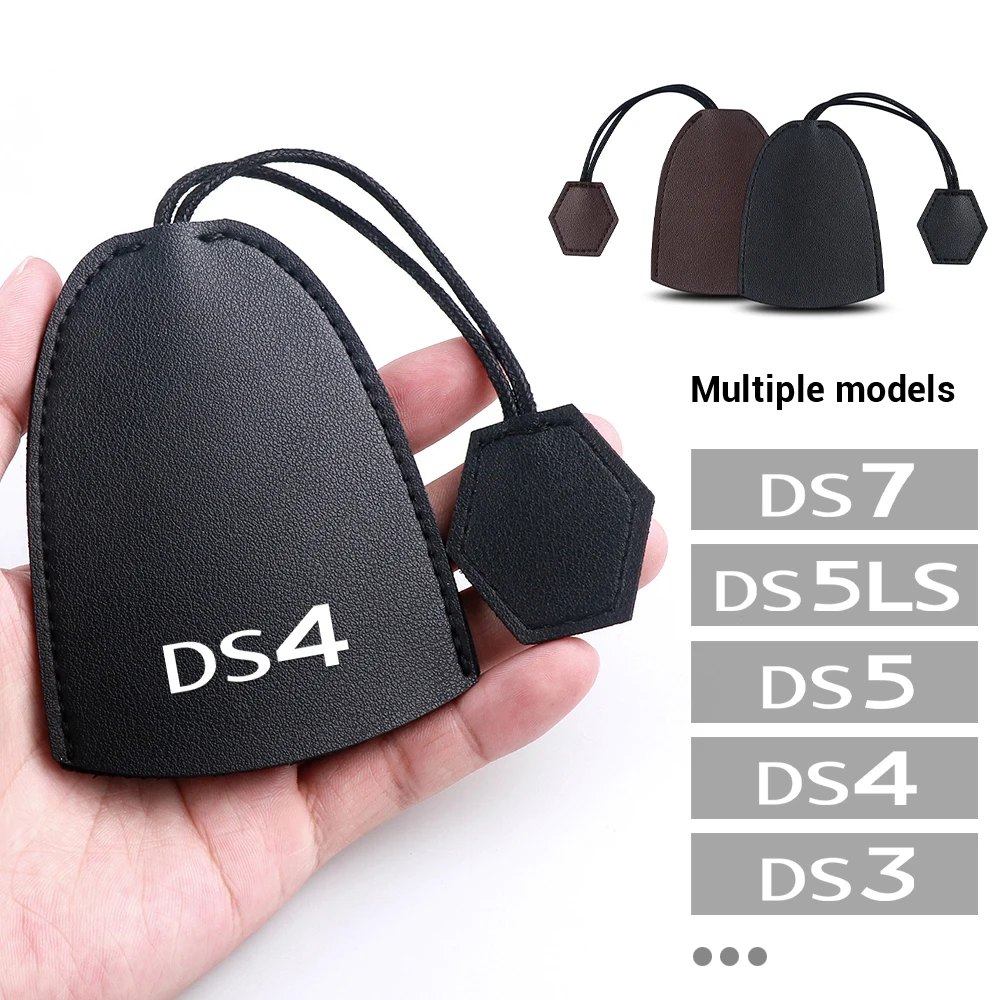 

Car styling 1Pcs Leather Key Case Car Emblem PU Key Bag Key Wallet For DS Spirit DS3 DS4 DS5 DS5LS DS6 DS7 Accessories