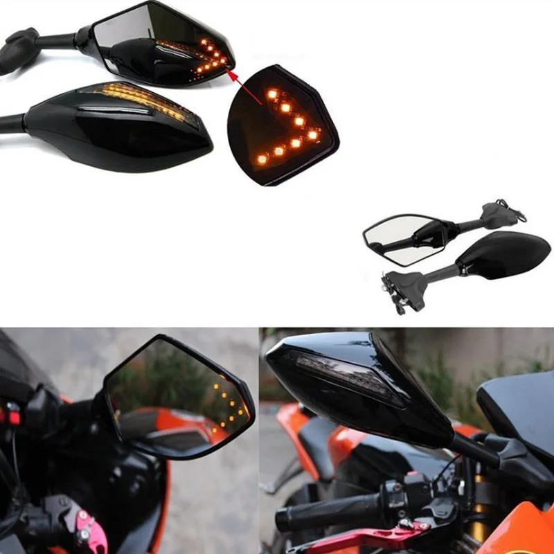 

Universal Motorcycle Rearview Mirrors Rear View Side Mirrors LED Turn Signal For Honda kawasaki suzuki Ducati Ktm Accessorie