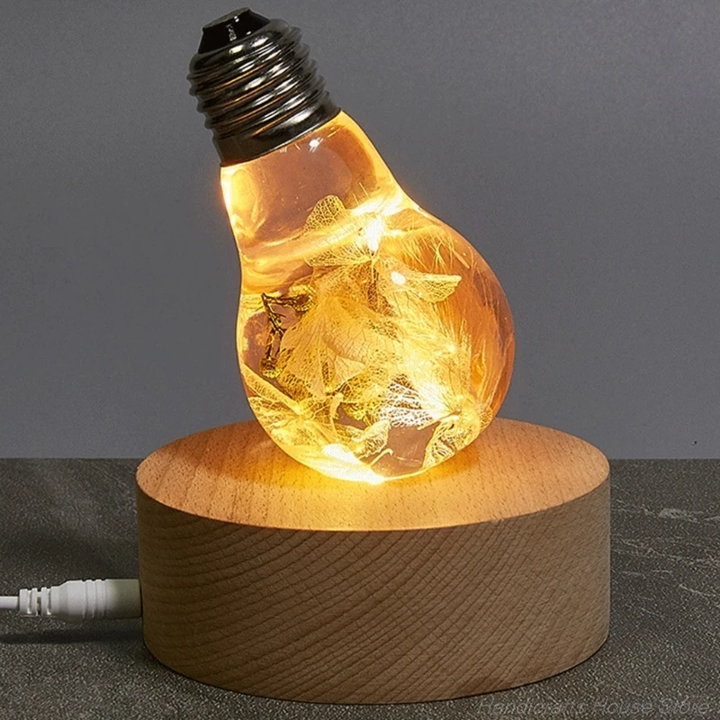 

LED Night Light Wooden Square Base Holder Display Stand for Crystals Glass Ball Illumination Lighting Decor M06 21 Dropshipping