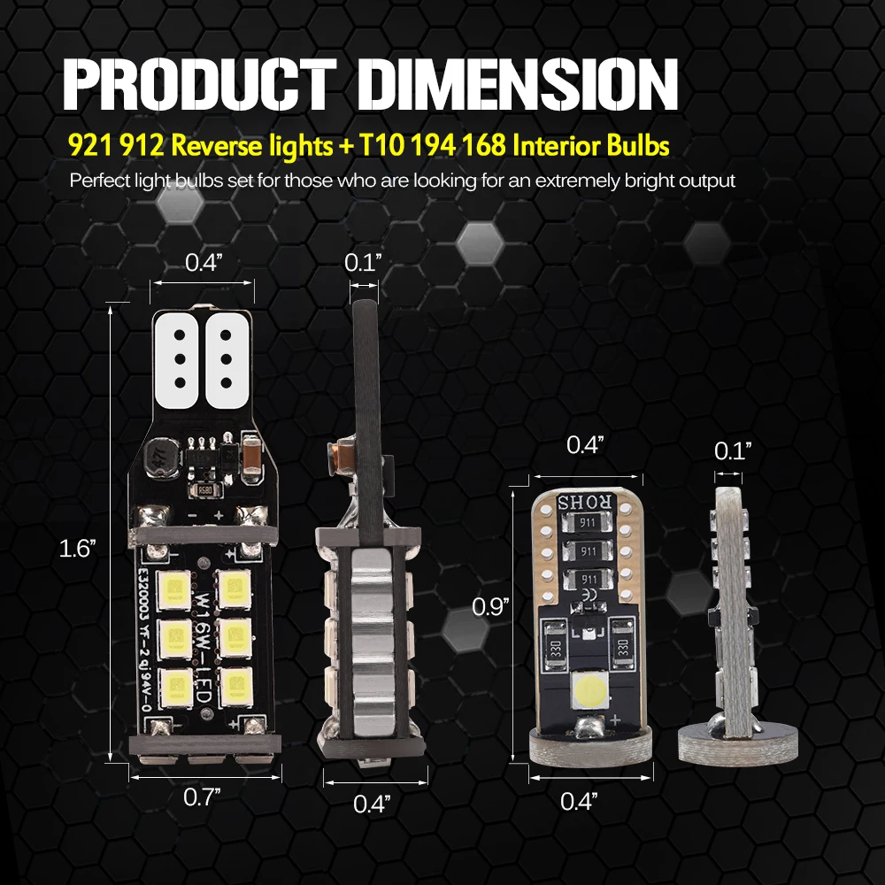 Суперъяркие Автомобильные светодиодные светильник пы MICTUNING белые лампы 2 шт. T15 921