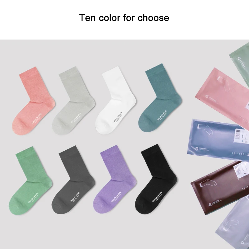 5 pairs/Lot Hot Sale Women Cotton Socks Simple Beauty English Words Pure Light/Dark Color Group High Quality Autumn Winter Socks