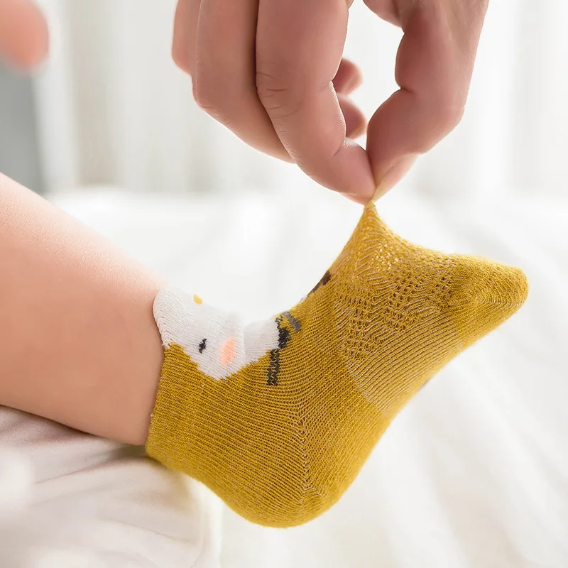 

5 пар/лот летние сетчатые носки для новорожденных детские носки с забавными рисунками для девочек из тонкой мягкой хлопчатобумажной ткани для мальчиков; Хлопковые носки для младенцев;