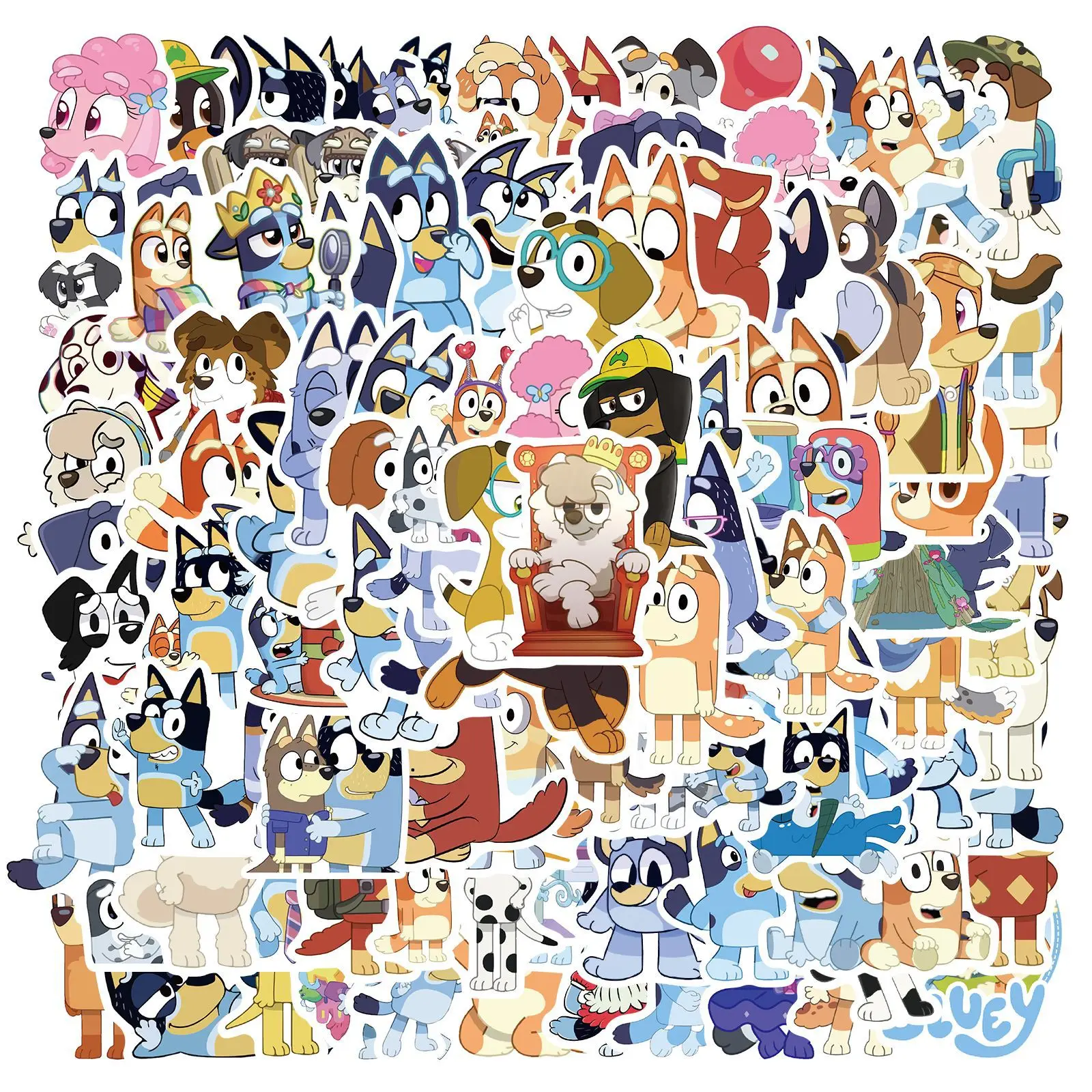 10/100 Uds Bluey de dibujos animados lindo pegatinas Anime monopat&iacute;n DIY equipaje guitarra etiqueta engomada del ordenador port&aacute;til perrito Bluey Bingo impermeable juguetes de los ni&ntilde;os-0