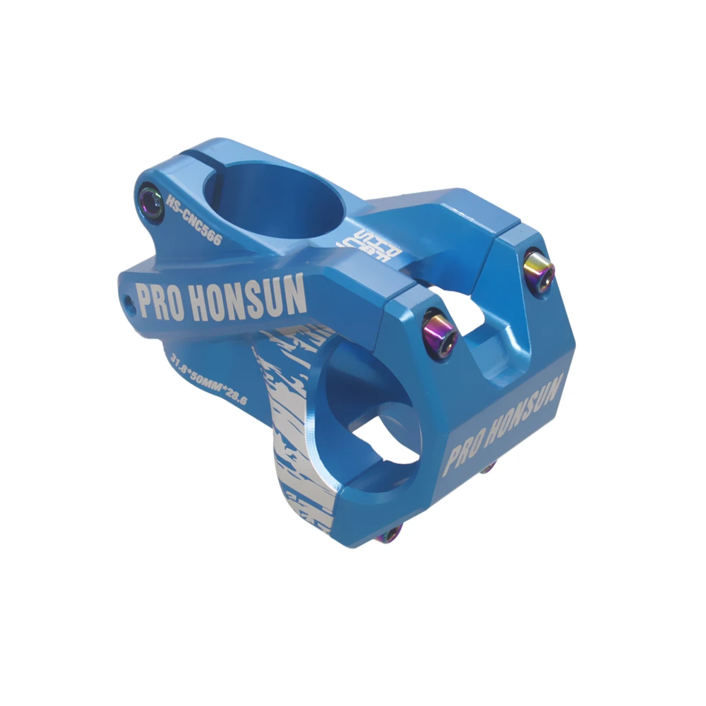 Blue MTB XC AM DH FR, цветной руль для велосипеда, CNC 31,8*50 мм, короткий стержень для велосипеда, для горной дороги, велосипедный стержень, Радужный стержень, запчасти для велосипеда - Цвет: Blue