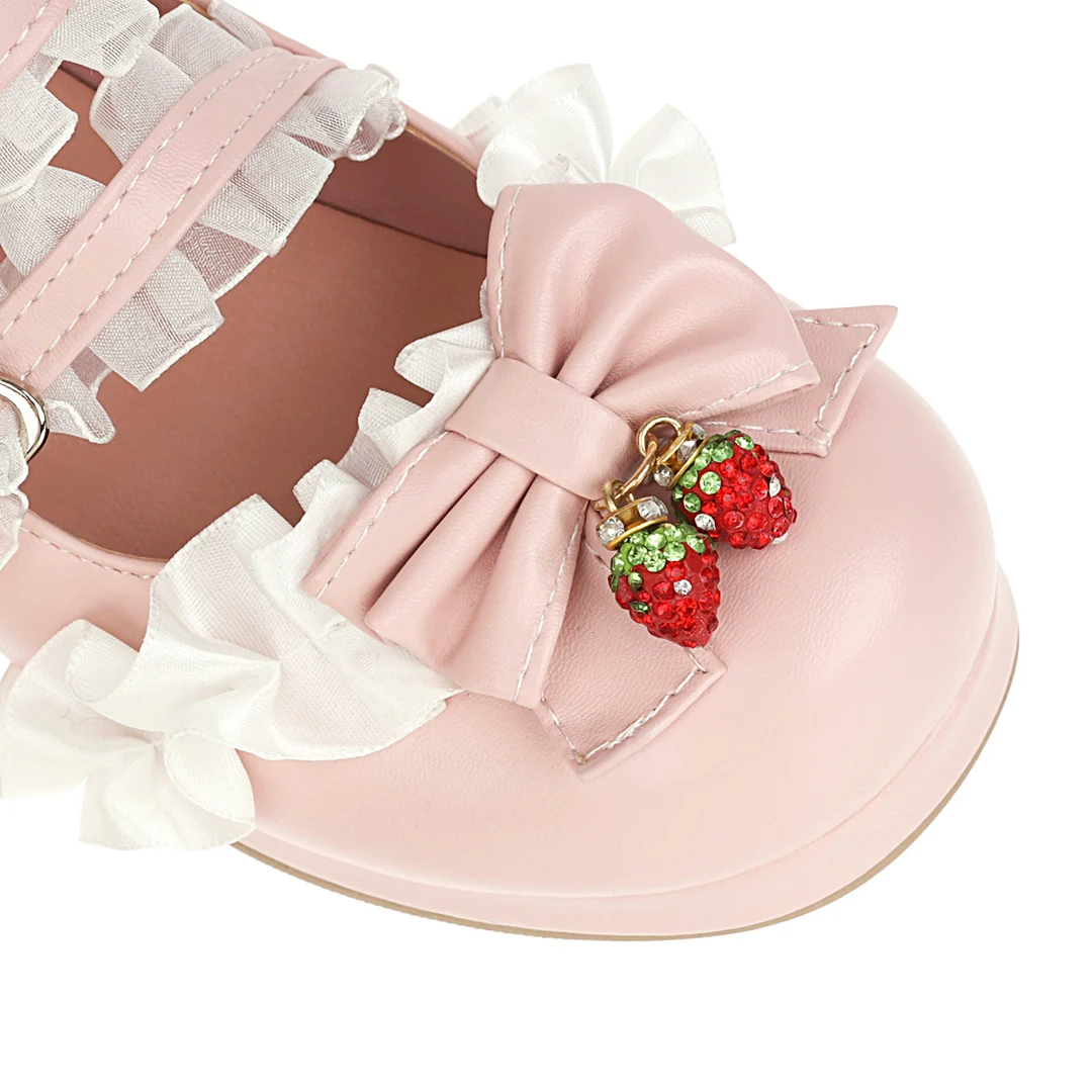 

Chunky Platform Girls Lolita Shoes Mid Heel Round Toe Bows Students Princess Sexy Nightclub Cosplay Party Korean British Style