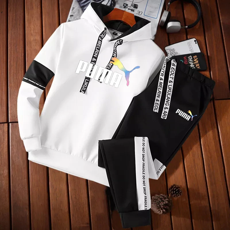 

Winter Sportswear Men's Suit 2 Piece Set Hoodie + Pants Pullover Hooded Sportswear Sportswear Men Clothing Size