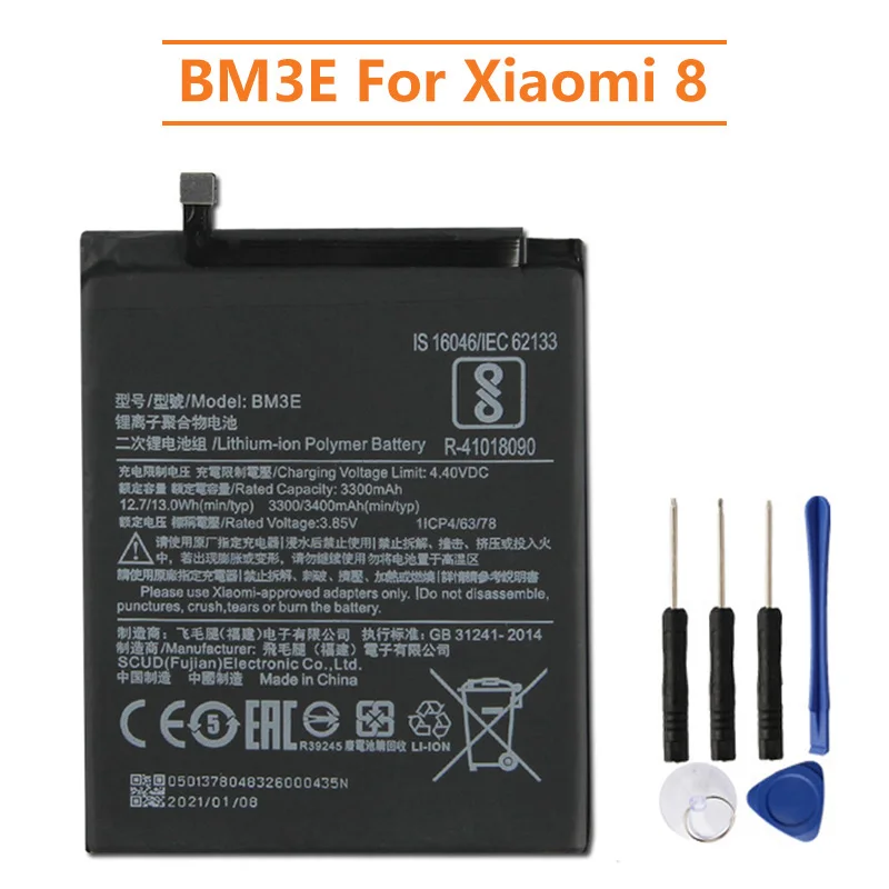 Сменный аккумулятор BM3E для Xiaomi 8 MI8 M8 аккумуляторная батарея телефона 3400 мАч |