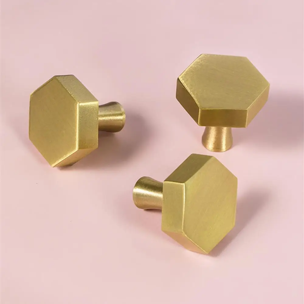 Золотая антикварная медный шестигранник ручки шкафа Ручка комода ящика Тянет