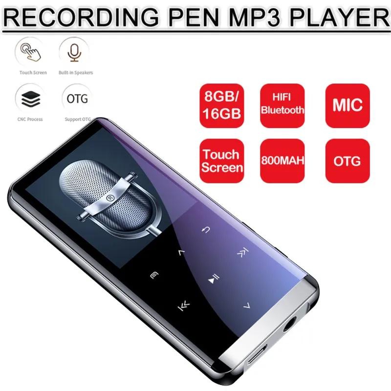 Bluetooth 4 2 сенсорный экран MP3 плеер Диктофон 1 8 дюймов Мини Портативный HIFI 5D