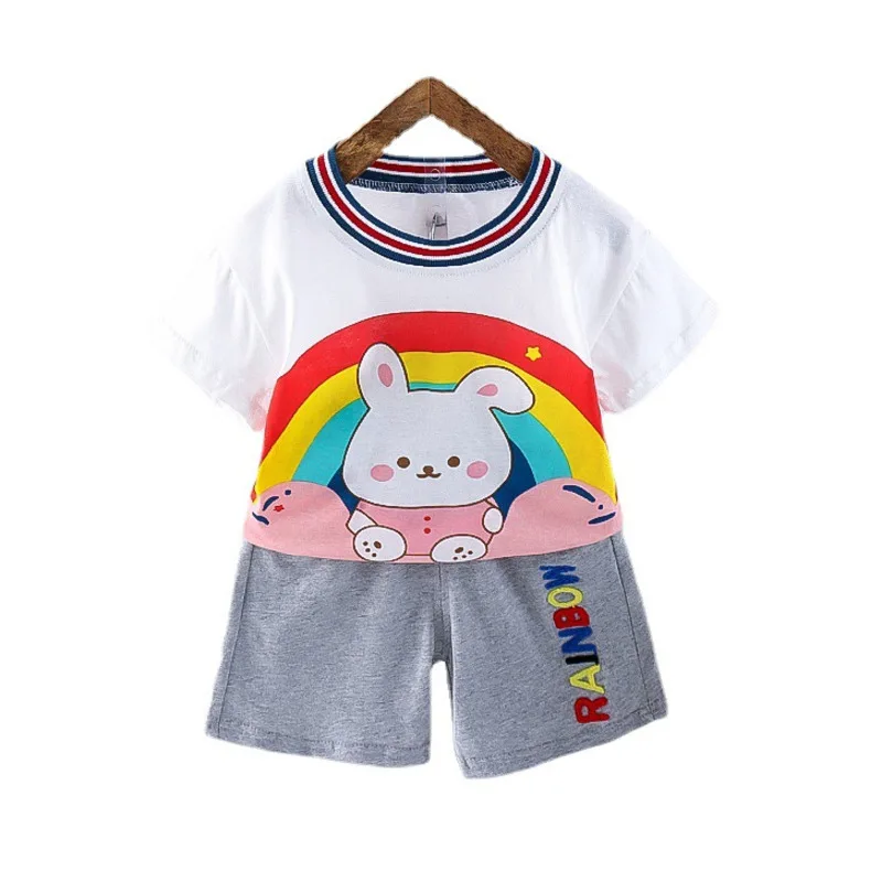 

New Summer Baby Girls Clothes Cute Children Boys Cartoon Cotton T-Shirt Shorts 2Pcs/Sets Toddler Casual Clothing Kids Tracksuits