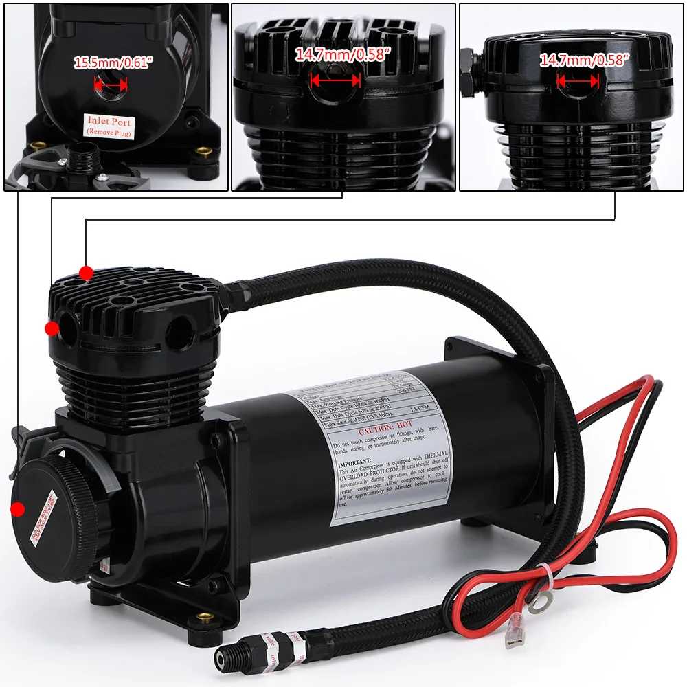 Универсальный DC 12V 480c MAXPOWER 200 PSI выход 3/8 или 1/4 автомобильный компрессор