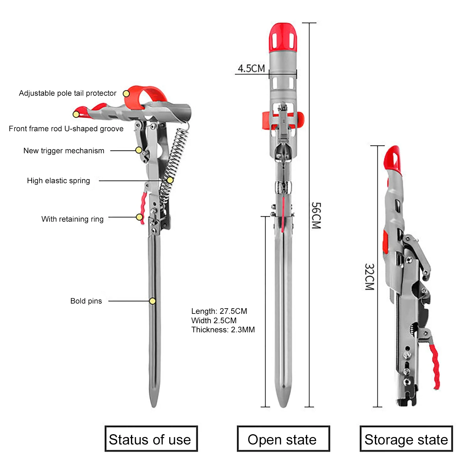 1 шт. складной автоматический двойной пружинный угловой кронштейн для рыболовной