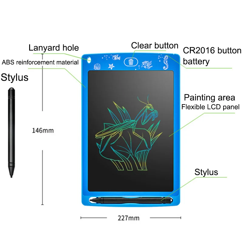 

LCD Writing Tablet 8.5 Inch Electronic Writing Drawing Board Pads Doodle Board Erasable BM88