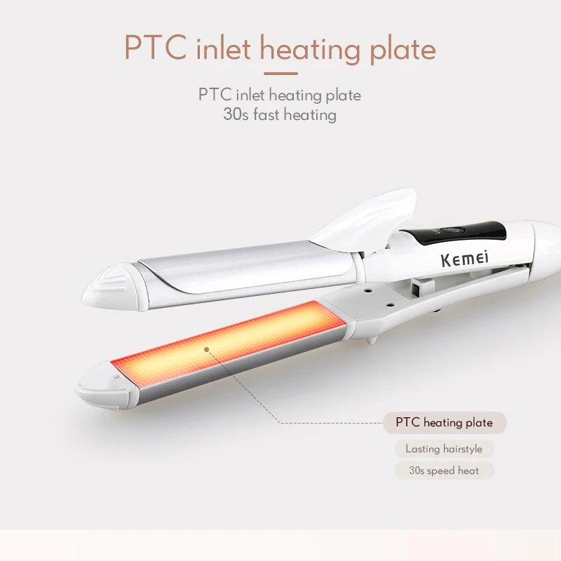Kemei Многофункциональный выпрямитель для волос бигуди 2 в 1 керамический плоский