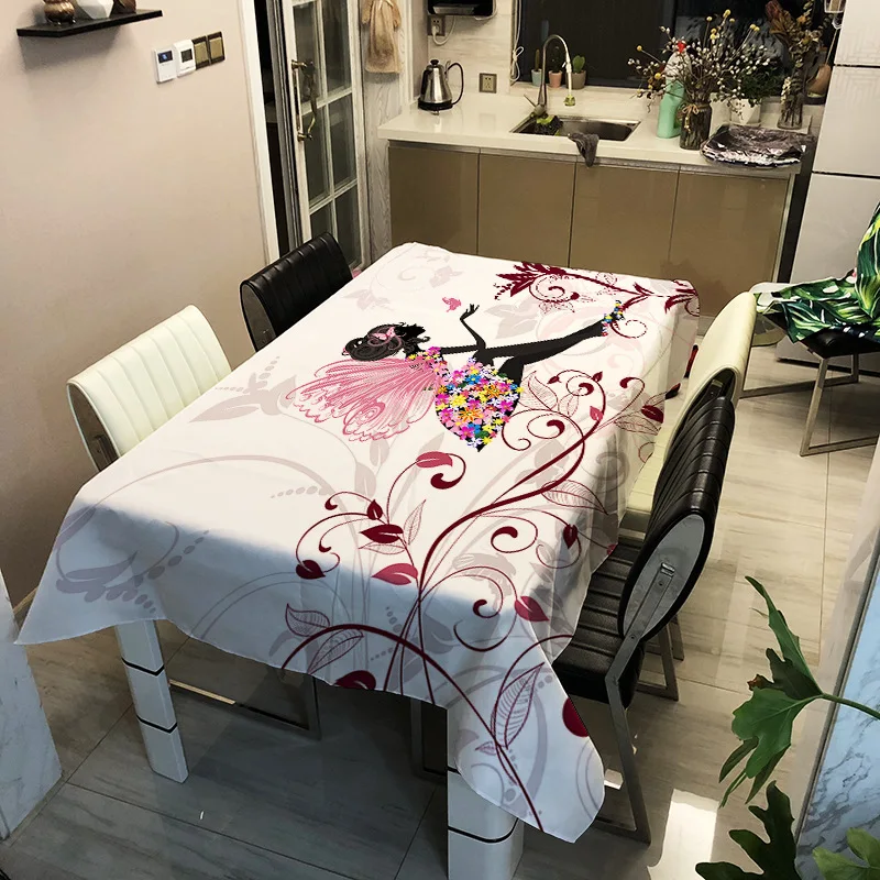 

Household stick figure printing washable decorative household waterproof tablecloth