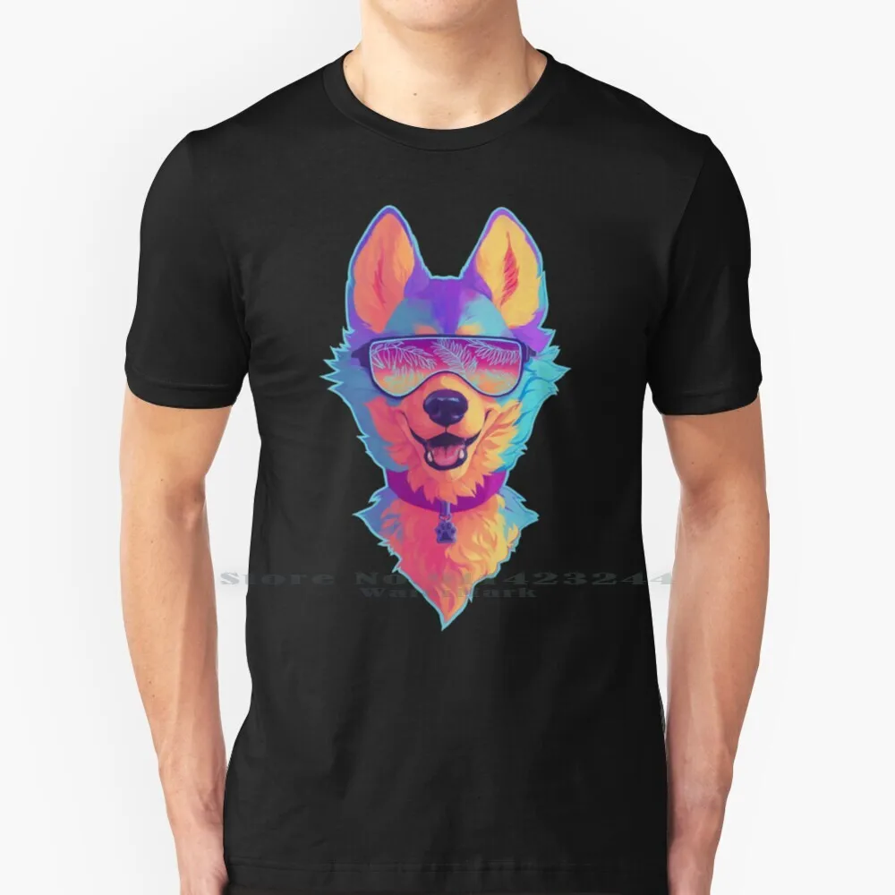 

Sparkle Dog T Shirt Cotton 6XL Anthro Canine Sparkle Dog Amino Retro Summer Wolf Aesthetic Vintage Beach Palm Furry Fandom