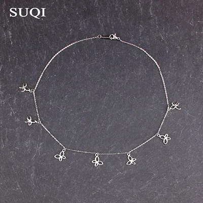 0489 butterfly SUQI, не выцветающее ожерелье из нержавеющей стали, якорь, Бабочка, звезда, примечание, женское колье, серебряные ожерелья, подвески, Женская цепочка, ювелирное изделие - Окраска металла: 0489 butterfly